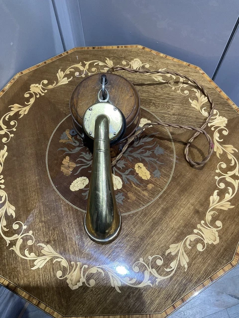 Vintage Old Telephone ☎️ Wall Hanging Ships Telecom Mahogany Brass
