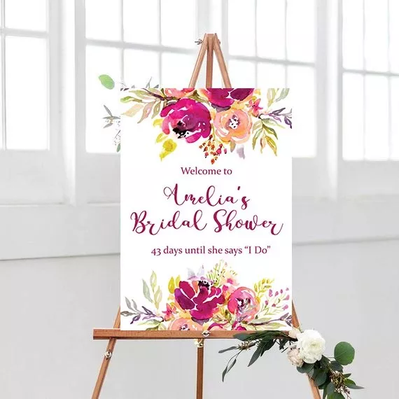 Printable Custom Personalised Bridal Shower WELCOME SIGN