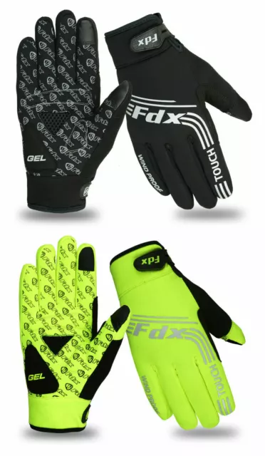 FDX Cycling Gloves Windproof Gel Padded Touchscreen  Full Finger Biking Gloves