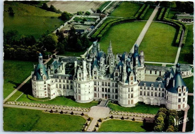 Postcard - The northwest façade of the castle, airplane view - Chambord, France