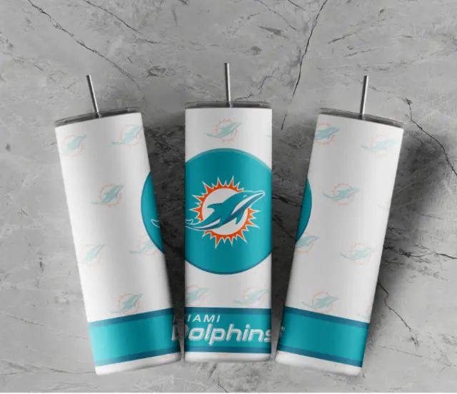 Miami Dolphins 20 oz  hot cold Tumbler Double Walled Game Day