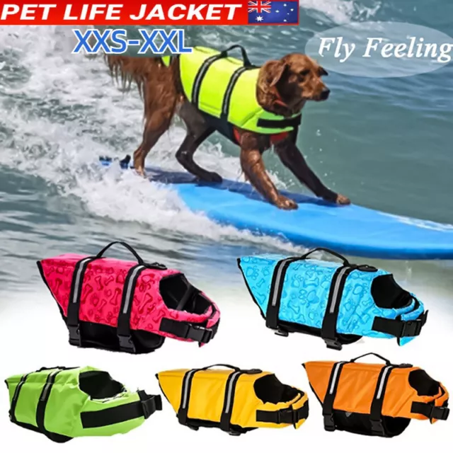 Dog Life Jacket Pet Safety Vest Swimming Boating Float Aid Buoyancy Lifesaver AU