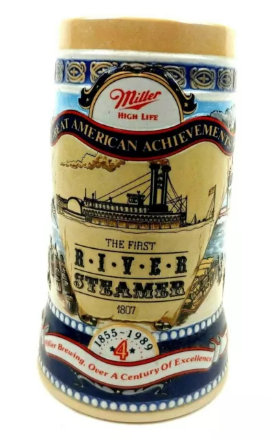 Miller High Life Beer Stein Great American Achievements First River Steamer 1807