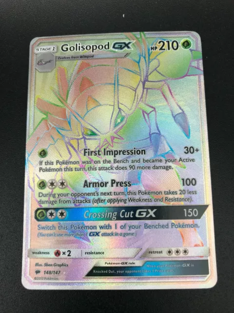 Golisopod GX RAINBOW SECRET HYPER FA RARE 148/147 Pokemon SM Burning Shadows NM