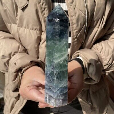 1.0LB Natural Fluorite Obelisk Quartz Crystal Wand Point Realistic Healing