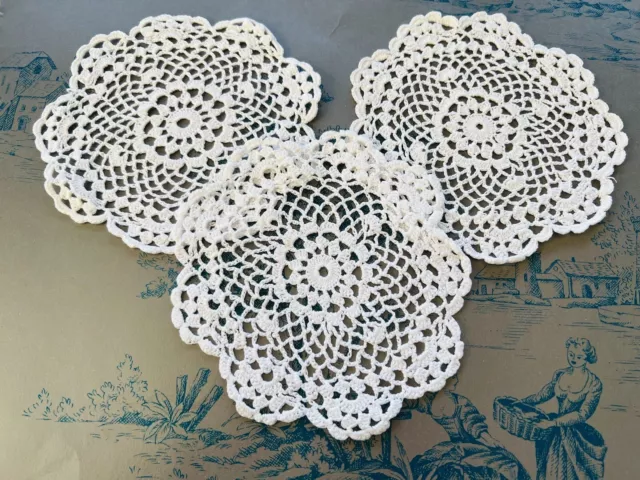 Job Lot 12 Vintage Crochet Lace Doilies  Coasters White Cotton 5" Wedding Party 3