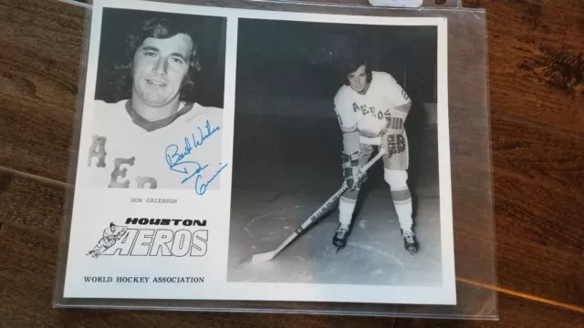 1973-74 Houston Aeros Wha Signed Auto Team Issue Photo Card Don Grierson