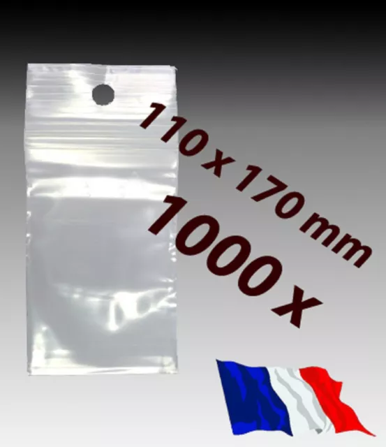 LOT 1000  sachets pochette plastique zip 110x170 11x17 alimentaire livr. choix f