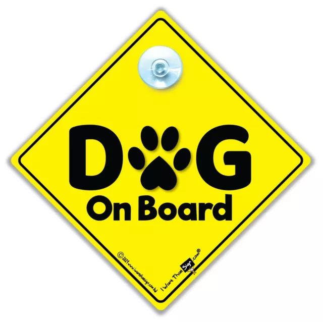 Dog On Board Car Sign, Dog in Car Suction Cup Car Sign, Baby On Board Style Dog