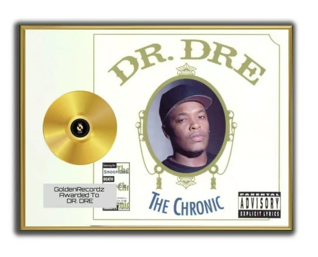 Dr Dre Poster, The Chronic, GOLD/PLATINIUM CD, gerahmtes Poster Rap HipHop Art