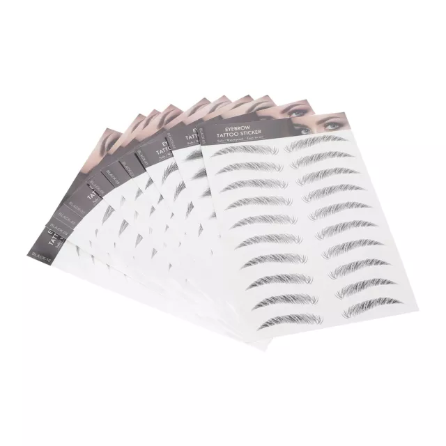 (Black)10 Sheets Waterproof Eyebrow Stickers Disposable Temporary Brow SLS