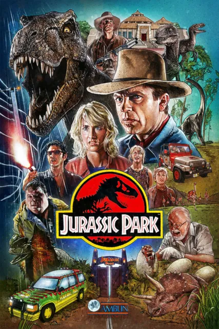 UNFRAMED Jurassic Park Movie  Poster Canvas High Quality Print Decor