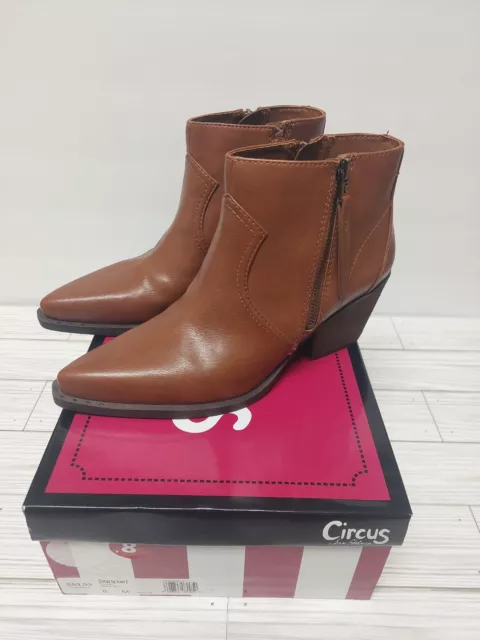 NEW Circus by Sam Edelman Whistler Ankle Boots Saddle Brown Booties Size 8 Women