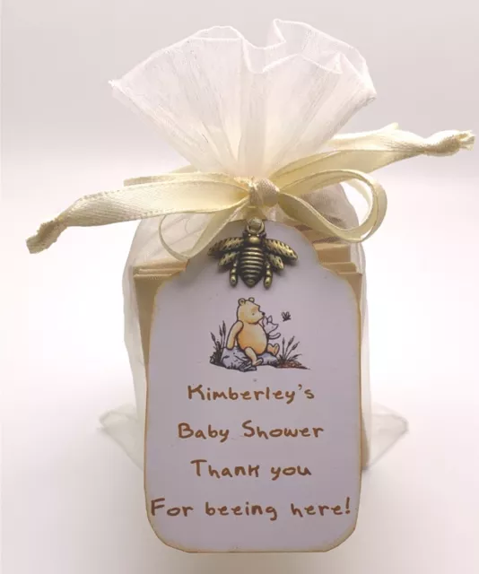 12 Winnie The Pooh Baby Shower Personalized Party Favors Tag With Bee Charm