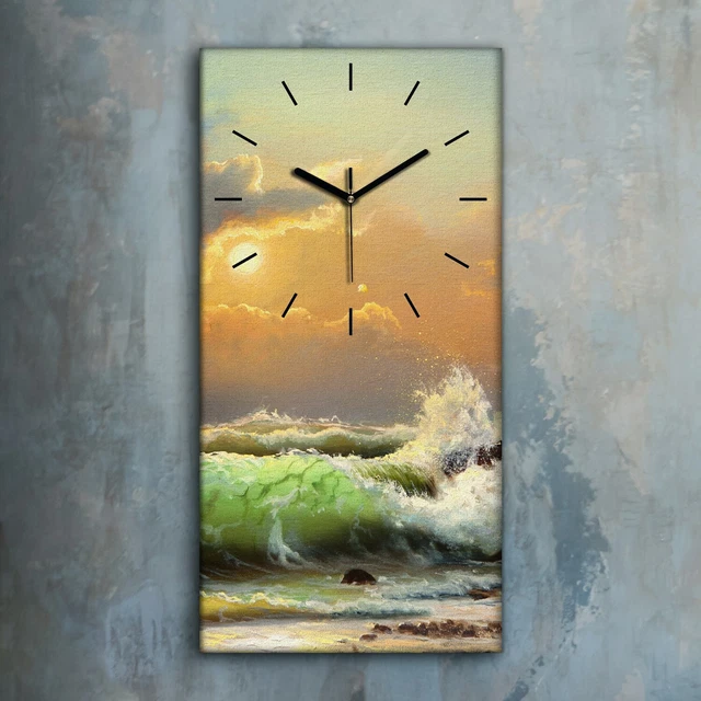 Toile murale panoramique 150 x 50 cm - Motif plage et vagues - Coucher