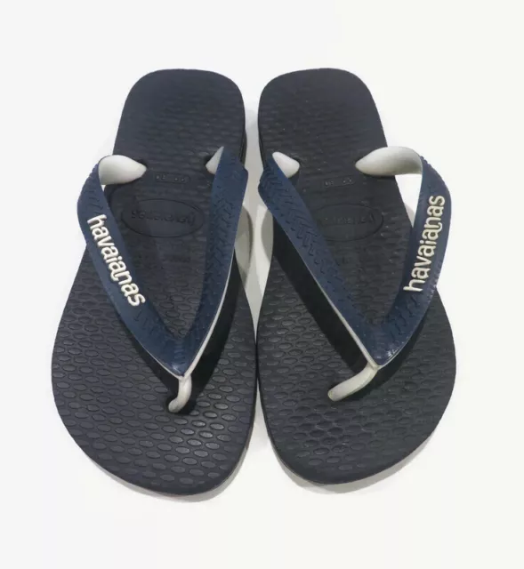 Havaianas Boy's Kids Navy Blue White Thongs Flip Flops Shoes Size 29-30