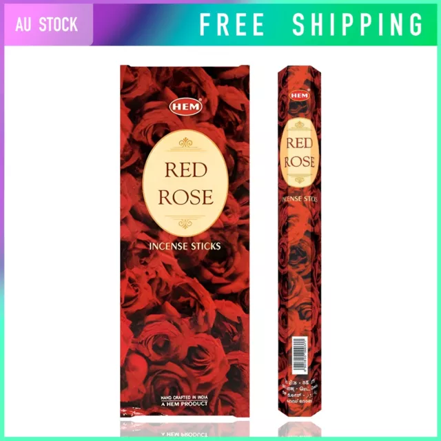 6packs of 20sticks HEM Red Rose Incense Hexagon Meditation Home  Authentic