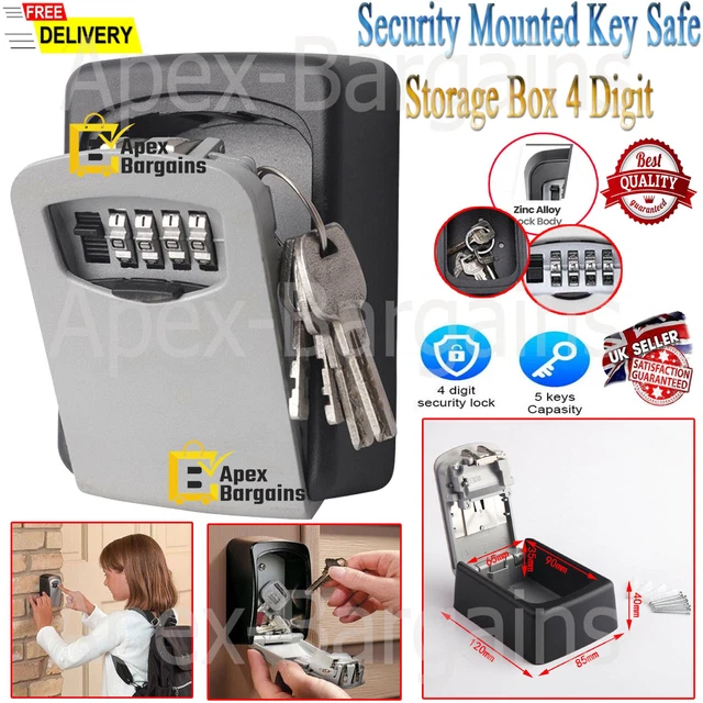 4 Digit Code Combination Wall Mounted Key Safe Outdoor Security Lock Box Storage