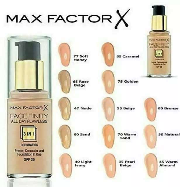 MAX FACTOR Facefinity 3in1 den ganzen Tag einwandfreie Foundation 30ml LSF20 *NEU & VERSIEGELT*