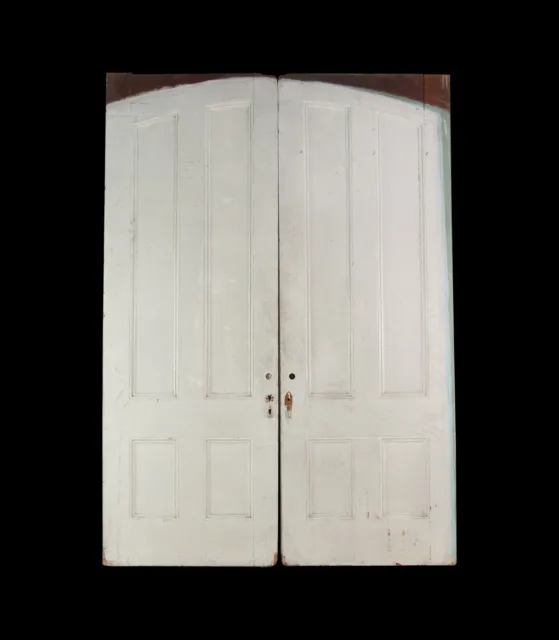 Antique 4 Pane White Painted Wood Pocket Doors 103 x 72.5