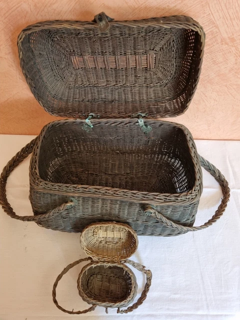 Lot De 2 Paniers/sacs à Main En Paille Vintage - Grand Et Petit - Très Bon état
