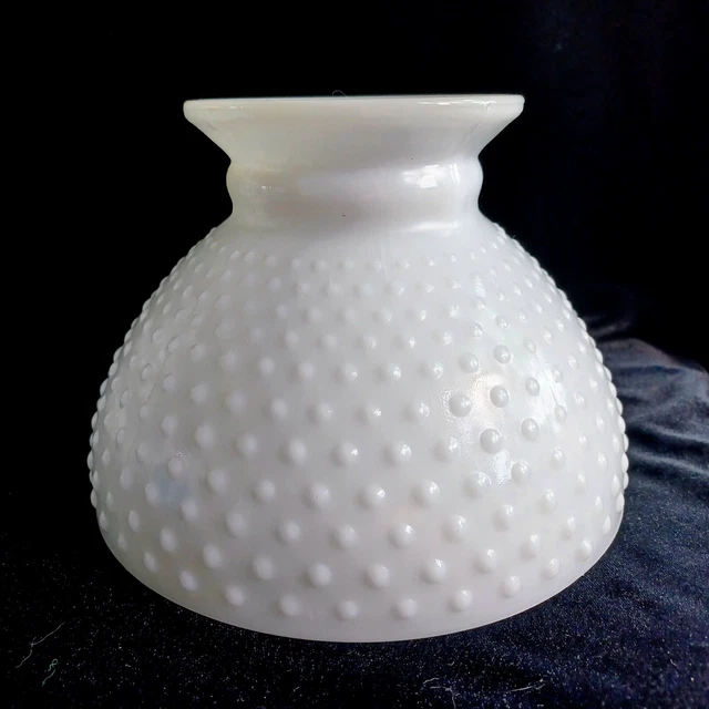 Vintage HOBNAIL Milk Glass Lamp Shade, 8" Fitter, Hurricane, Oil, GWTW, EUC!