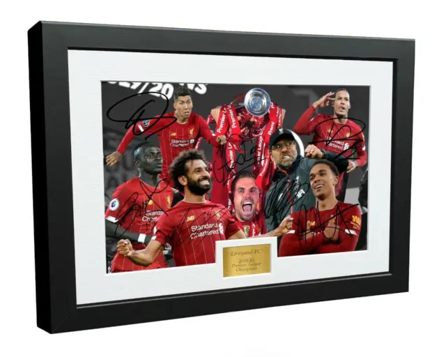 Signed "2019/20 PREMIER LEAGUE CHAMPIONS" Liverpool FC Photo Picture Frame Gift