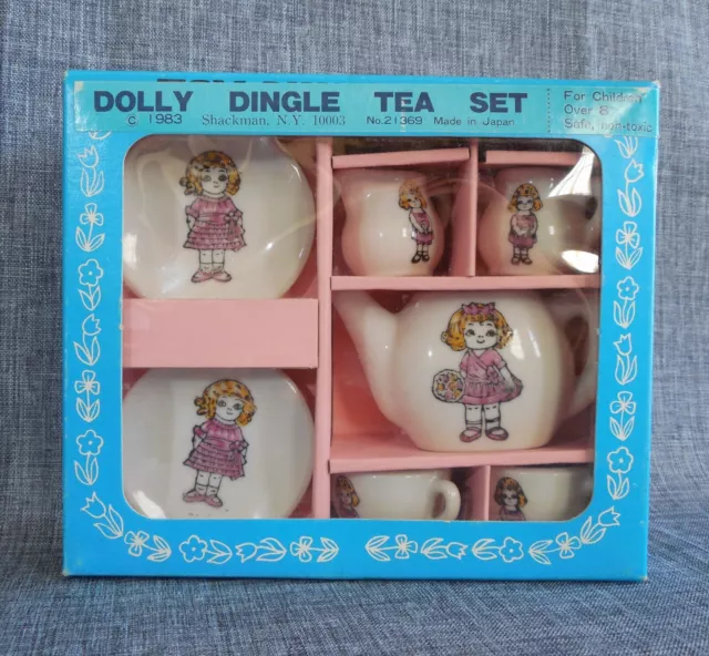 Rare 1983 Dolly Dingle Toy China Tea Set Made Japan Ceramic Excellent Condition