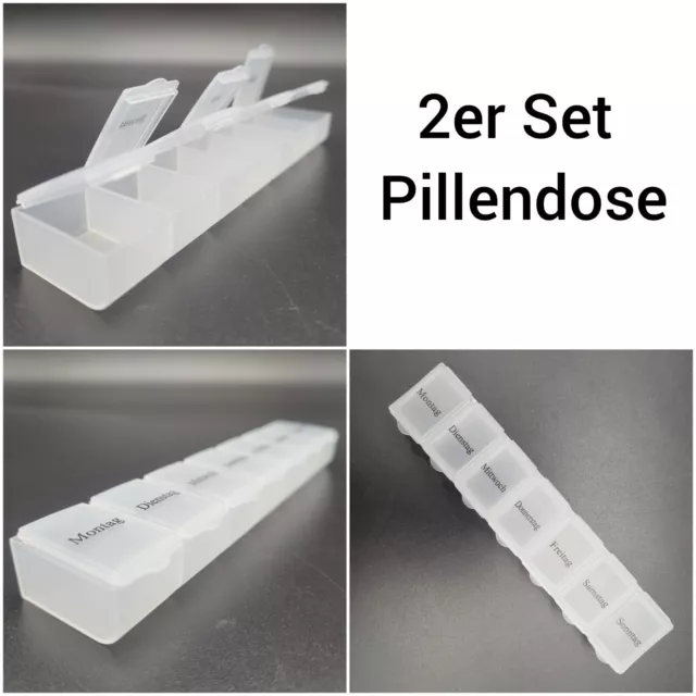 2er Set Tablettenbox Pillenbox Tablettenteiler Pillendose Tabletten Pille 7 Tage