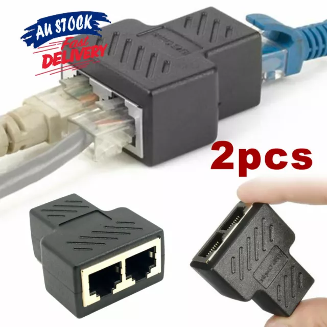 2PCS RJ45 Ethernet LAN Network Splitter Double Adapter Cable