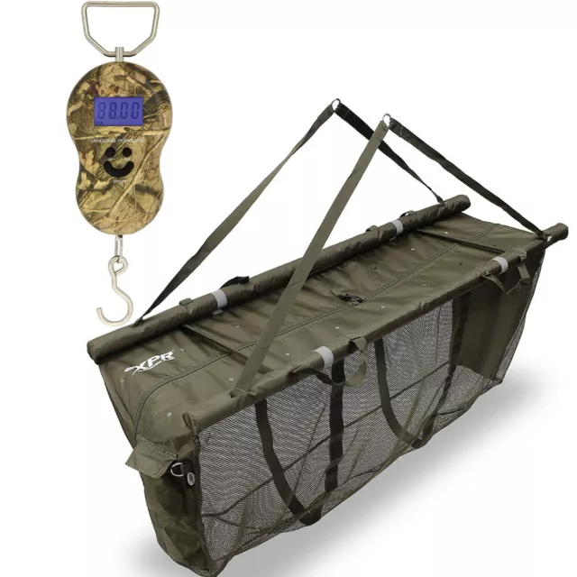 NGT XPR Floating Sling Carp Fishing & Stink Bag with Weighing Camo Digital Scale