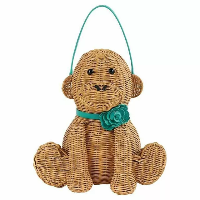 KATE SPADE Limited Edition “Georgia” Wicker Monkey Sculpture Woven Tote Bag