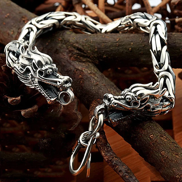 Men's Vintage Stainless Steel Double Headed Keel Bracelet Bangle Party Jewelry
