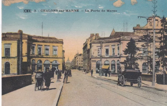 CPA 51 CHALONS sur MARNE La Porte de Marne carte colorisé