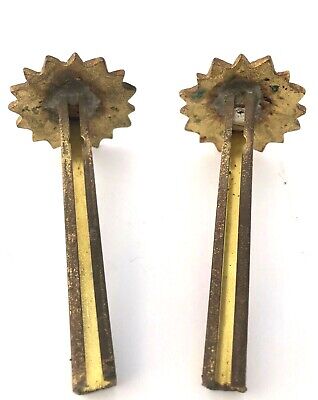 Gorgeous Set of 2 Antique French Bronze Curtain Rod Ends in Sunflower Design 3
