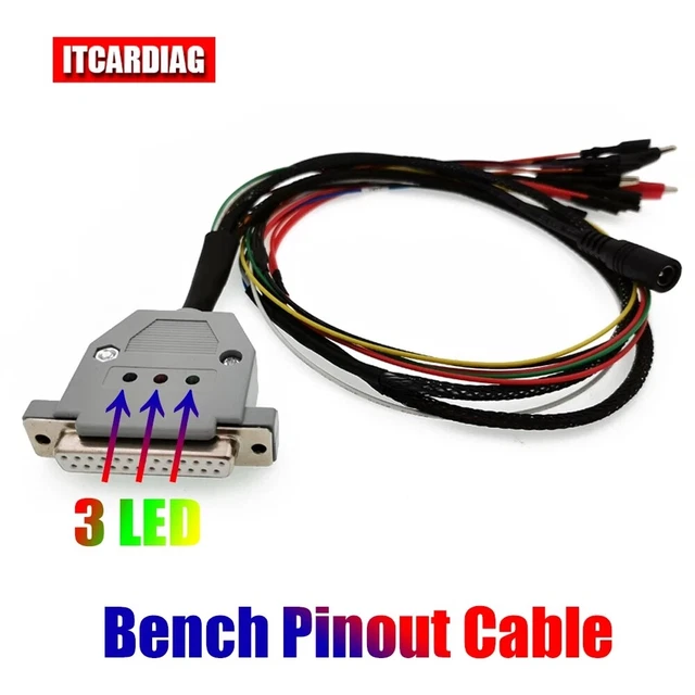 BOOT BENCH CABLE DB25 Pinout Cable 3 LED LIGHTS for SM2 PRO J2534 VCI