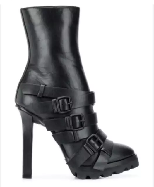 Dsquared2 Vitello 120mm Buckle Boots Black Leather Shoes