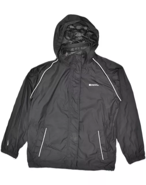 MOUNTAIN WAREHOUSE Girls Hooded Rain Jacket 12-13 Years Black Nylon AC22