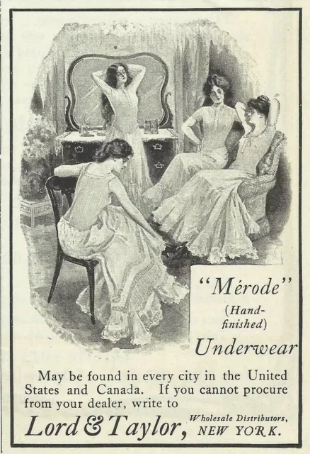 Vintage Print Ad Lord and Taylor Womens Lingerie Fashion 1905
