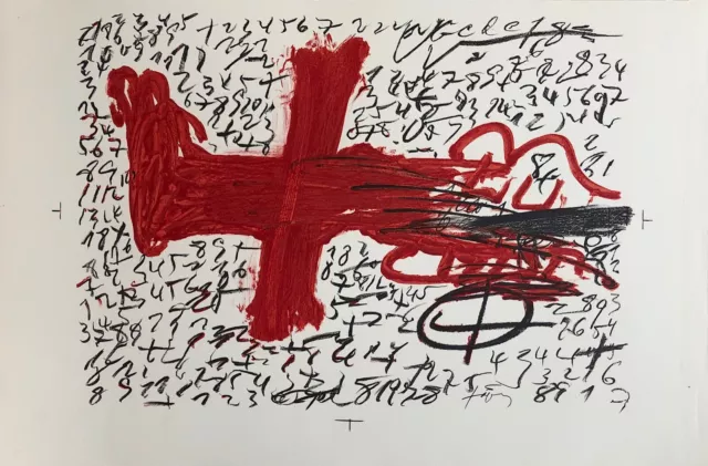 Tapies Lithographie originale signée sur velin Art Abstrait Abstraction Espagne