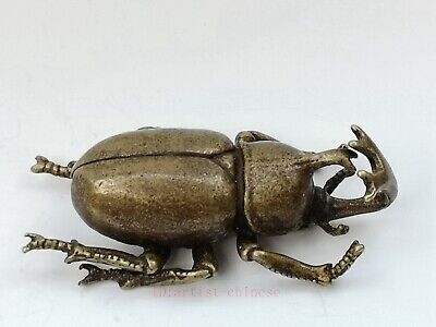 Collection China Old Bronze Carved Charming Beetle Statue Pendant or Paperweight