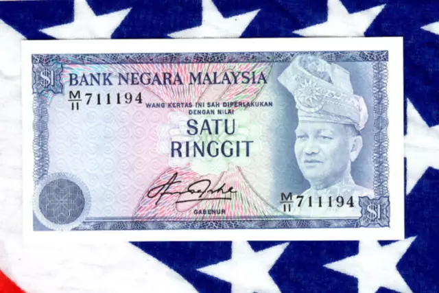 Great Historic Banknotes Malaysia 1976 1 Ringgit P-13a UNC Lucky M/11 711194 2