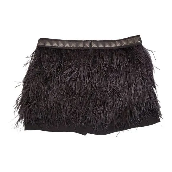 MICHAEL Michael Kors Womens Ostrich Feather Mini Skirt Size 8