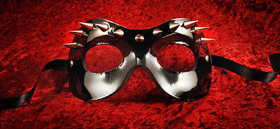 Mask from Venice Leather Black Glossy IN Tip Line Erotic Colombine Fellini 546