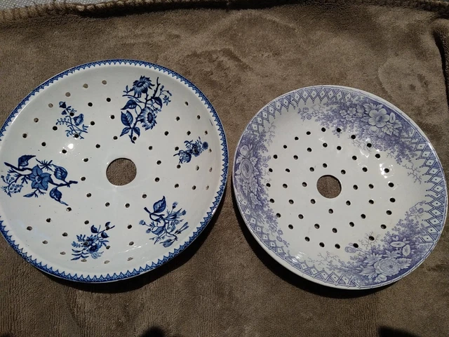 Lot De 2 éventails Décoratifs Anciens Sur Pied - Motif Floral Et Socle Laiton - Fin 20ème
