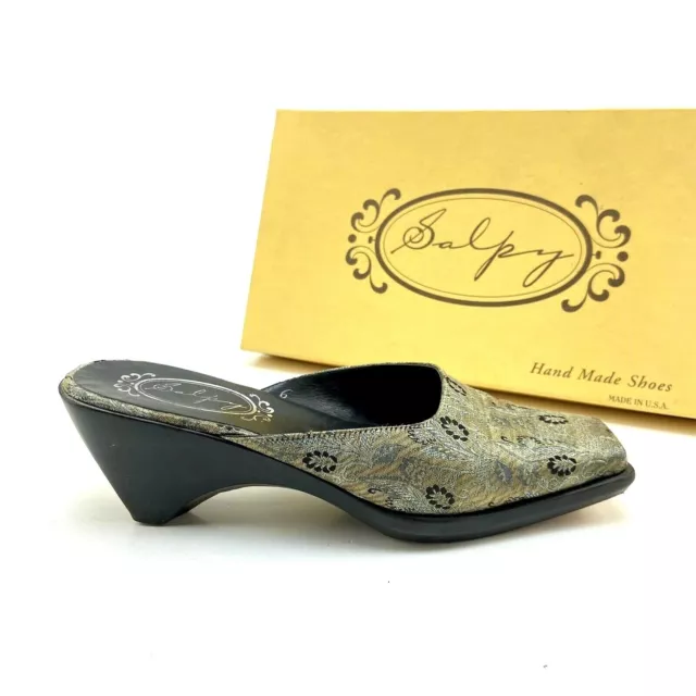 Salpy Tina II Blue/Beige Paisley Women's US Size 6 Pumps Hand Made Shoes W/ Box