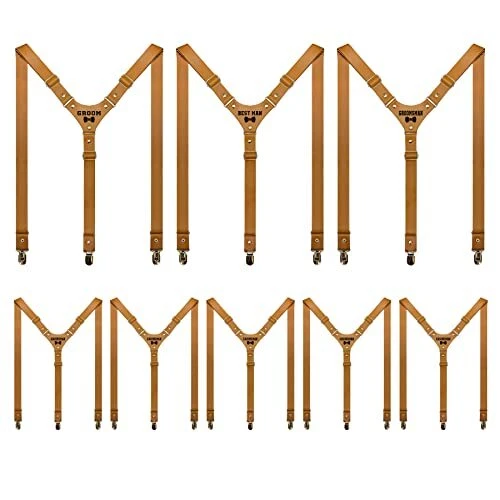 Groomsmen Gifts Y Design Faux Leather Adjustable Groomsmen Suspenders with
