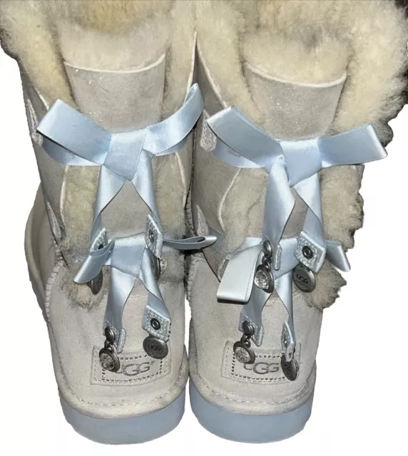 UGG 11M USA Ladies “IDo” Wedding Bow Boots Après-Ski Chic Glam Shiny Rhinestone 2