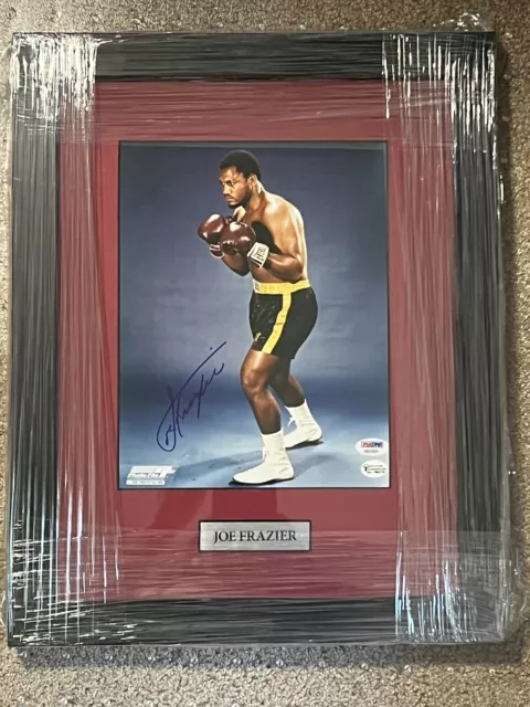 🔥Custom Framed Joe Frazier Signed 8x10 Boxing Photo PSA/DNA Fresh From Gallery!