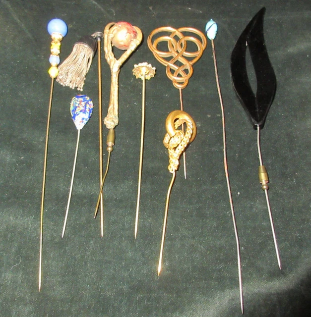 Lot De 4 épingles à Revers Vintage - Métal émaillé Et Pierres - Anciennes, Non Testées - Occasion